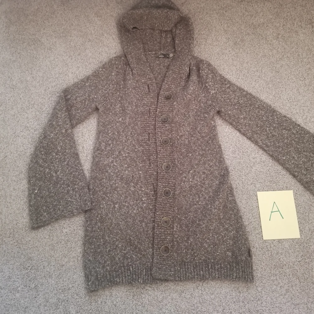 Prana Brown Hooded Cardigan Sweater - Picture 1 of 5